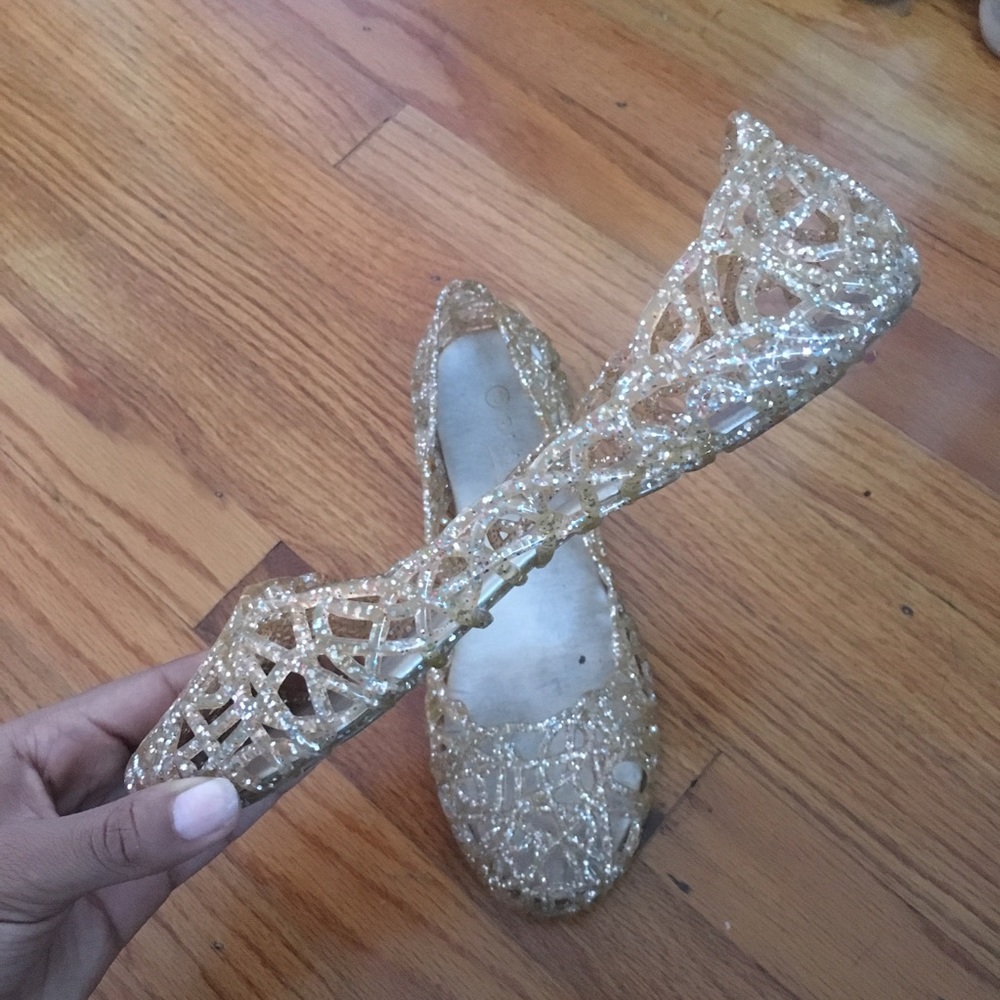 rose gold jelly flats